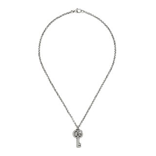 Collana in argento 925 invecchiato con chiave e dettagli Doppia G