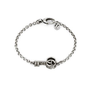 Bracciale in argento 925 invecchiato con chiave e dettagli Doppia G