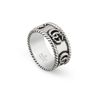 Anello in argento 925 invecchiato con dettaglio Doppia G