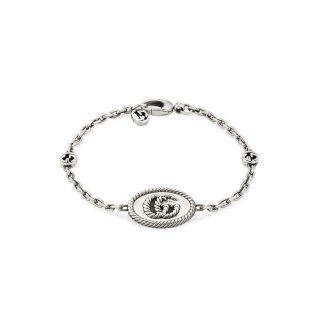 Bracciale in argento 925 invecchiato con dettaglio Doppia G