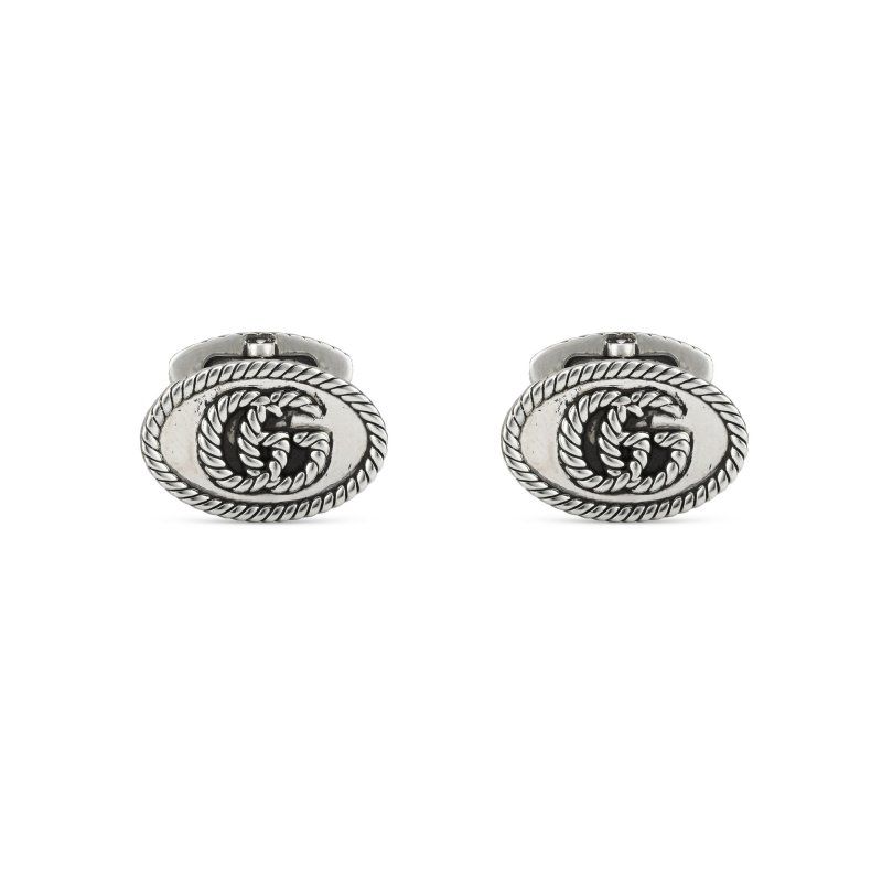 Gemelli in argento 925 invecchiato con dettaglio Doppia G
