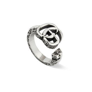Anello in argento 925 invecchiato con dettaglio Doppia G