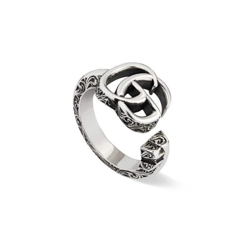 Anello in argento 925 invecchiato con dettaglio Doppia G