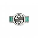 Anello con motivo G intrecciata in argento 925 e smalto turchese