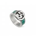 Anello con motivo G intrecciata in argento 925 e smalto turchese