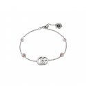 Bracciale con Doppia G e motivo floreale in argento 925 e madreperla rosa
