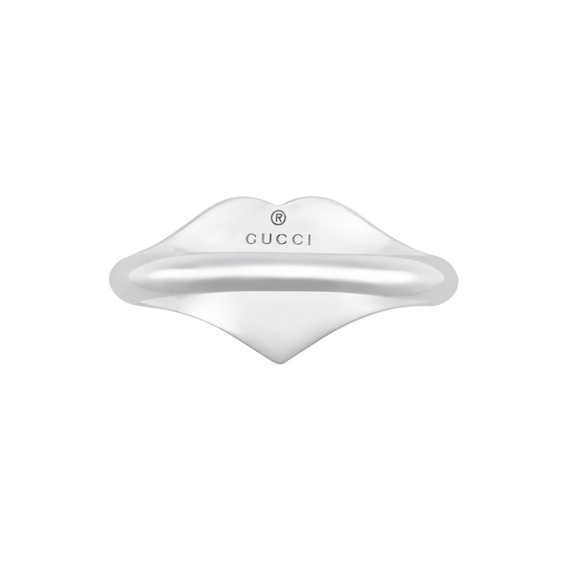 Anello con motivo a cuore e dettaglio GG in argento 925 e smalto azzurro