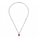 Collana con pendente a motivo cuore in argento 925 e smalto rosso