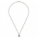 Collana con ciondolo motivo cuore in argento 925 e smalto azzurro