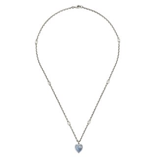 Collana con ciondolo motivo cuore in argento 925 e smalto azzurro