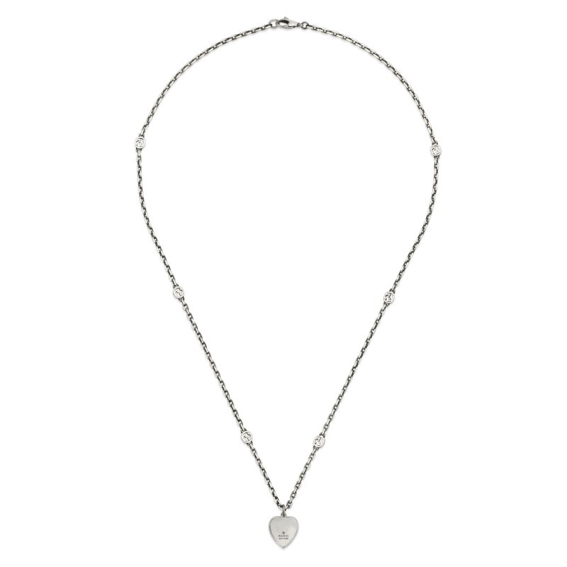 Collana con ciondolo motivo cuore in argento 925 e smalto azzurro
