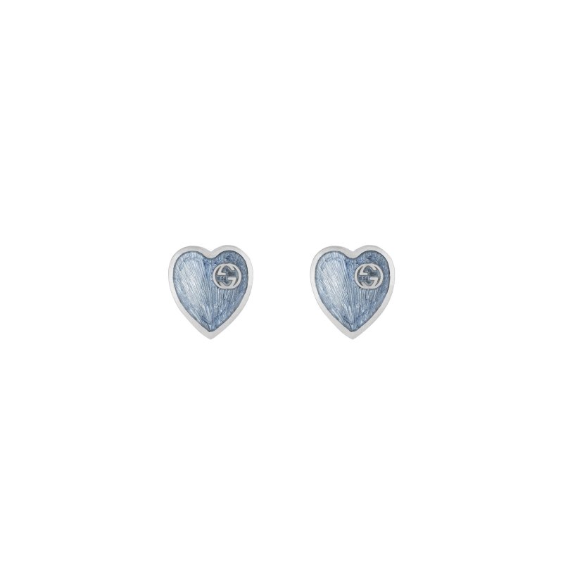 Orecchini con motivo a cuore in argento 925 e smalto azzurro