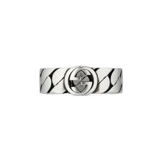 Anello con motivo G intrecciata in argento 925