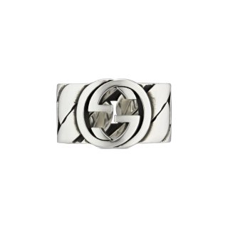 Anello con motivo G intrecciata in argento 925