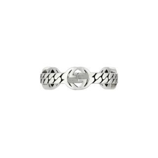 Anello con motivo G intrecciata in argento 925