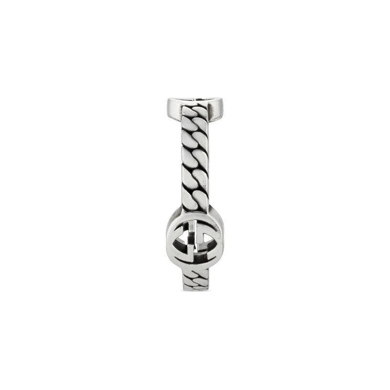 Anello con motivo G intrecciata in argento 925