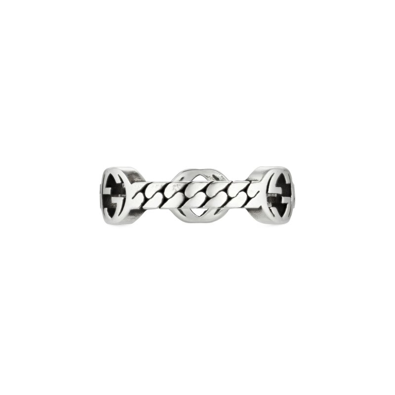 Anello con motivo G intrecciata in argento 925