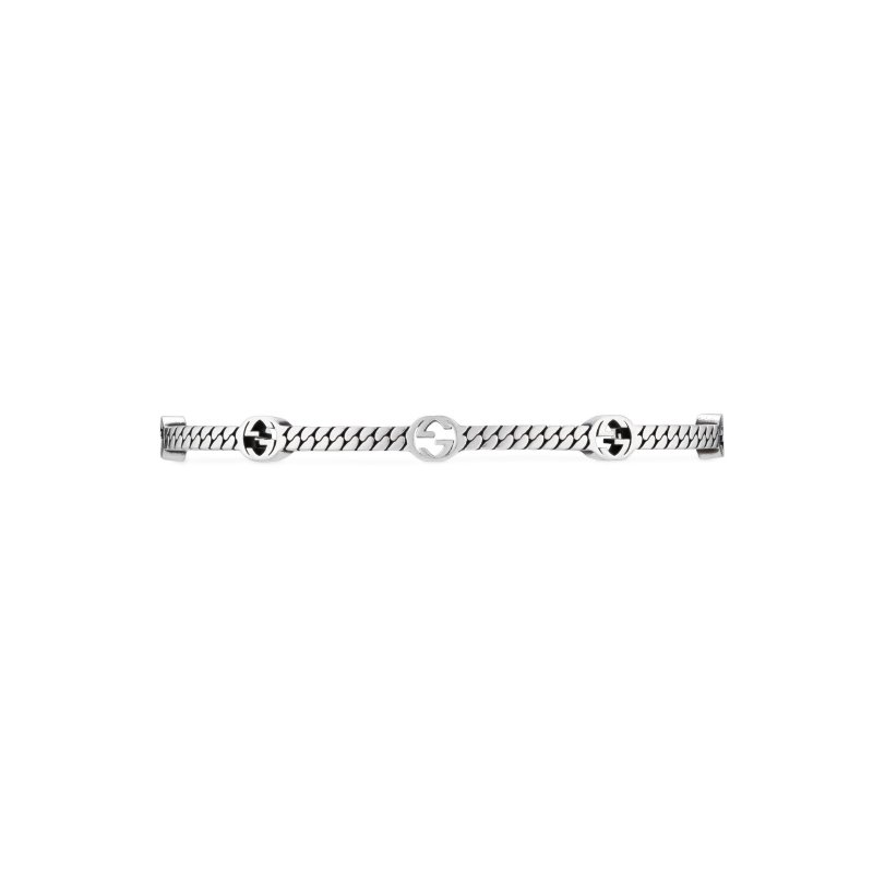Bracciale con motivo G intrecciata in argento sterling