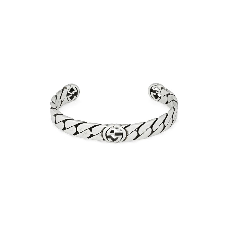 Bracciale con motivo G intrecciata in argento sterling