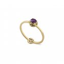 Anello con motivo Interlocking G in oro giallo 18kt e ametista
