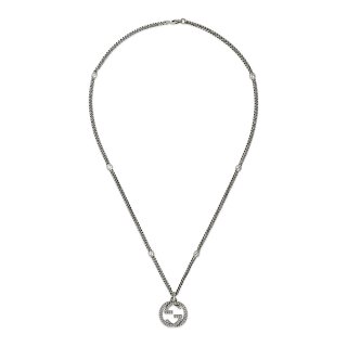 Collana in argento 925 con pendente Interlocking G_small, lunghezza 50 cm