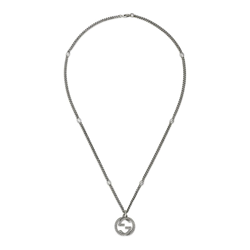 Collana in argento 925 con pendente Interlocking G_small, lunghezza 50 cm
