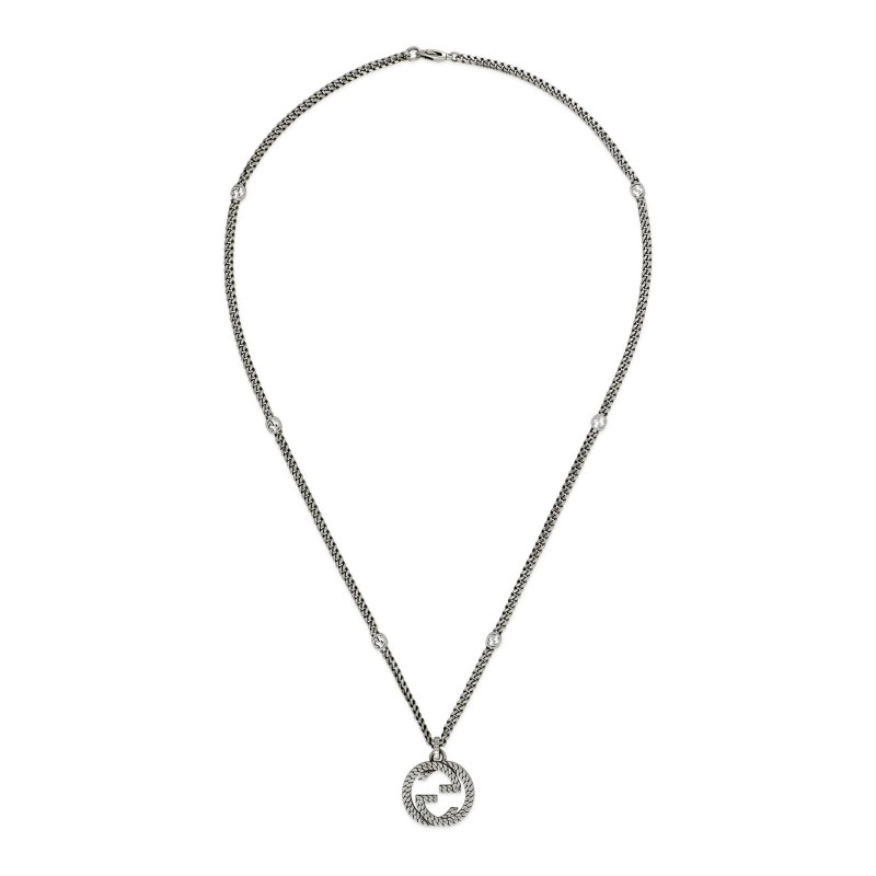 Collana in argento 925 con pendente Interlocking G_small, lunghezza 50 cm