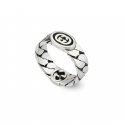 Anello in argento 925 e smalto nero con dettaglio GG_large