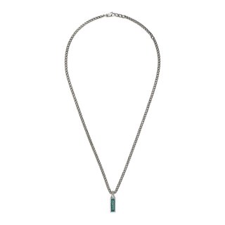 Collana con ciondolo scritta Gucci in argento 925 e smalto turchese