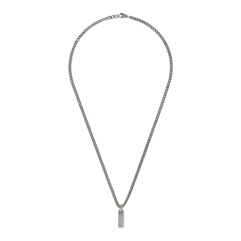 Collana con ciondolo scritta Gucci in argento 925 e smalto turchese
