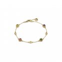 Bracciale con motivo Interlocking G in oro giallo 18kt e ametiste, tormaline e berillo