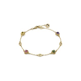 Bracciale con motivo Interlocking G in oro giallo 18kt e ametiste, tormaline e berillo