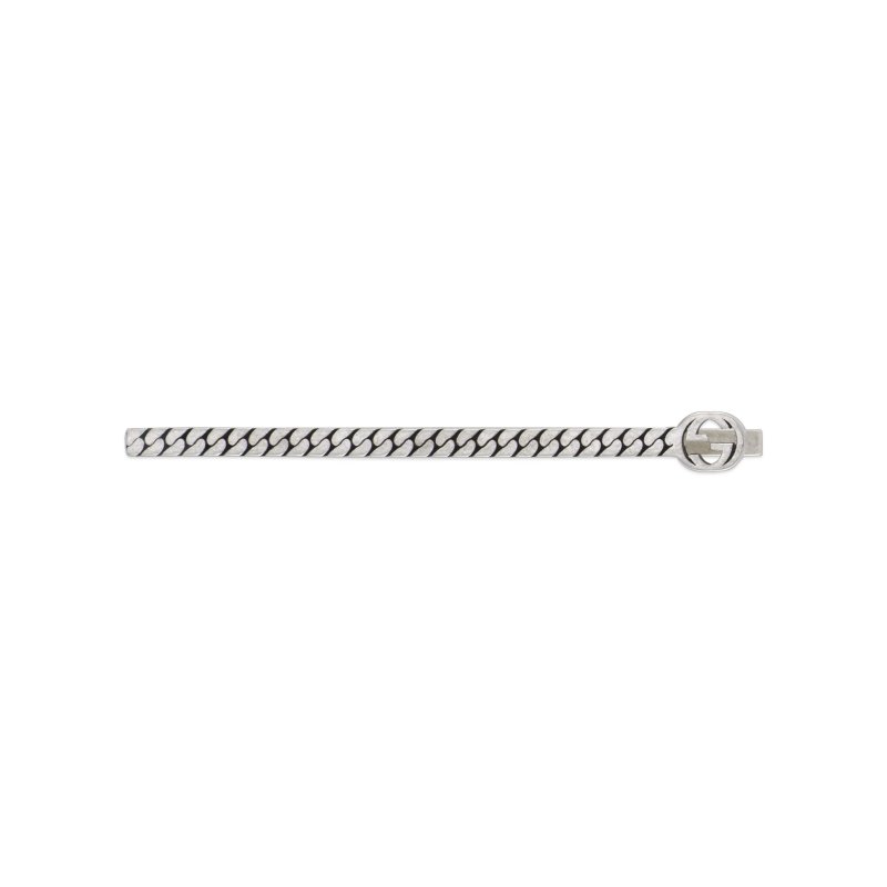 Fermacravatta in argento 925 con dettagli Interlocking G