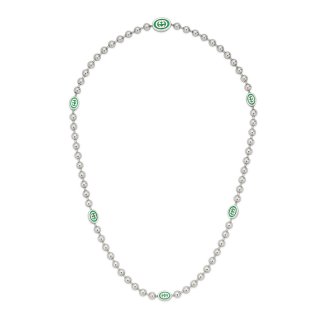 Collana in argento 925 e smalto verde con dettagli Interlocking G