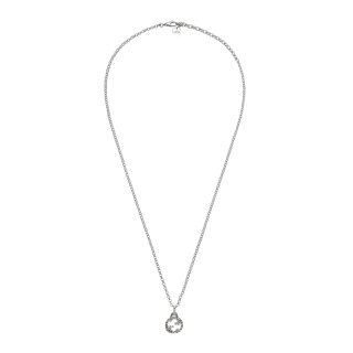 Collana con ciondolo G intrecciata in argento 925 invecchiato