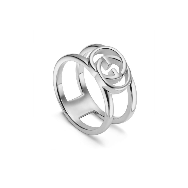 Anello con motivo G intrecciata in argento 925