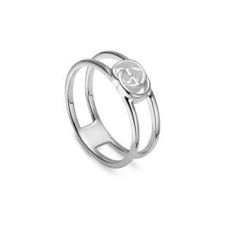 Anello con motivo G intrecciata in argento 925