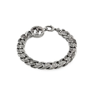 Bracciale con motivo G intrecciata in argento 925 invecchiato
