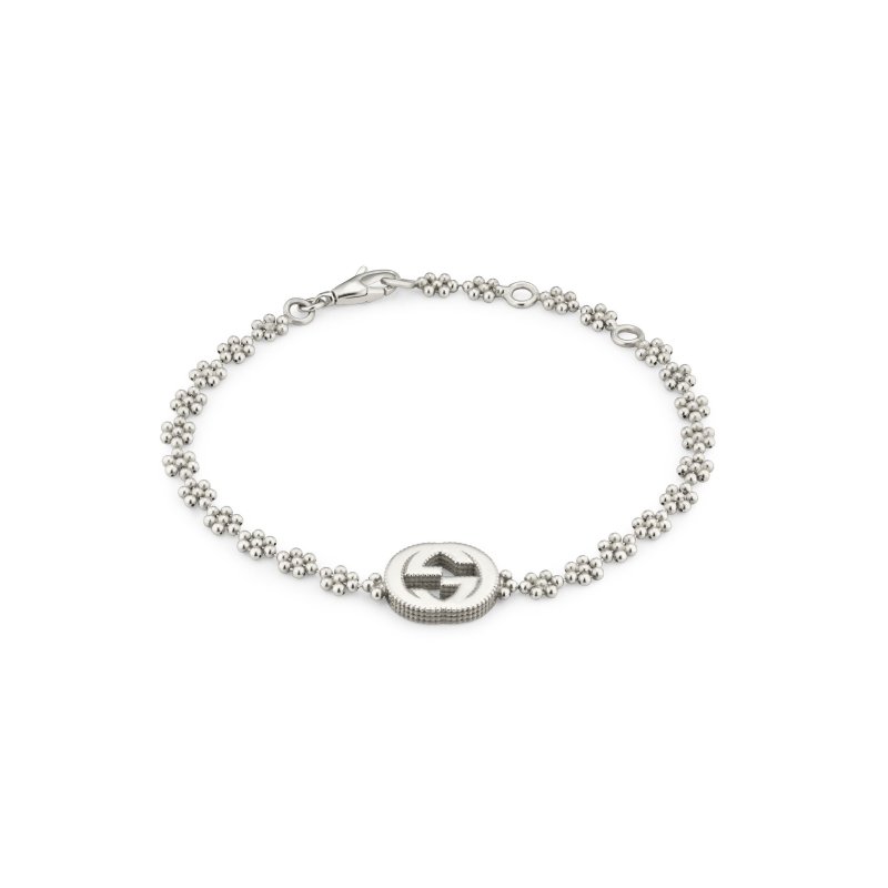 Bracciale con motivo G intrecciata in argento sterling