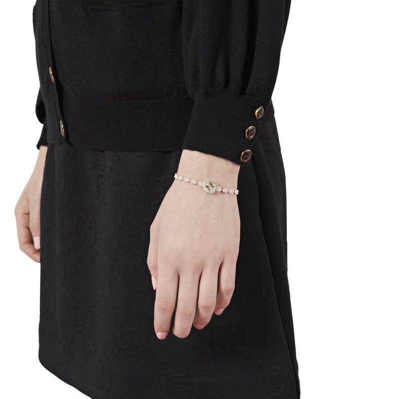 Bracciale con motivo G intrecciata in argento sterling