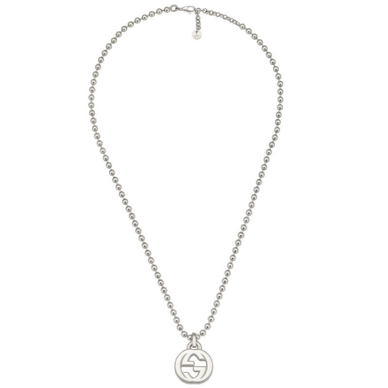 Collana con ciondolo G intrecciata in argento 925