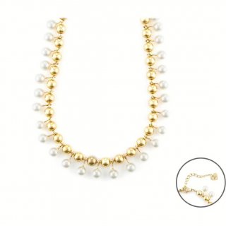 Collana Donna Acciaio Dorato Girocollo 4Us Cesare Paciotti  Perle 4Ucl6474W
