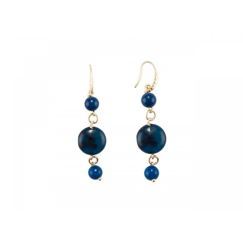 Orecchini Donna 4Us Cesare Paciotti Acciaio Pendenti Con Agata Blu 4Uor7249W