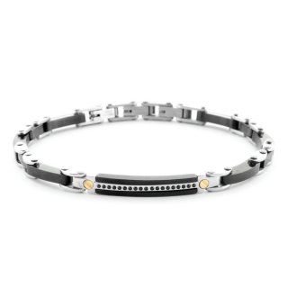 Bracciale Uomo 4Us Cesare Paciotti Acciaio Acciaio Nero Dettaglio Oro 18Kt Spinello Nero 4Ubr6944