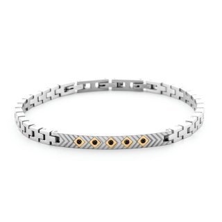 Bracciale Uomo 4Us Cesare Paciotti Acciaio Oro 18Kt Spinello Nero 4Ubr6936