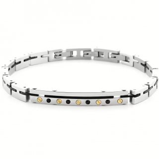 Bracciale Uomo 4Us Cesare Paciotti Acciaio Oro 18Kt Spinello Nero 4Ubr6948
