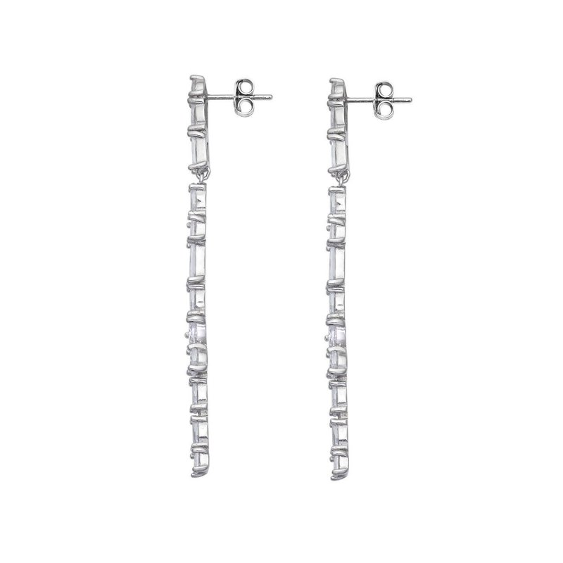Orecchini A Cascata In Argento 925‰ E Bianchi Zirconi