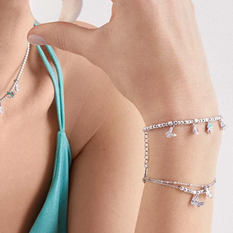 Rosato - Bracciale Morbido - Argento 925‰ - Zirconi