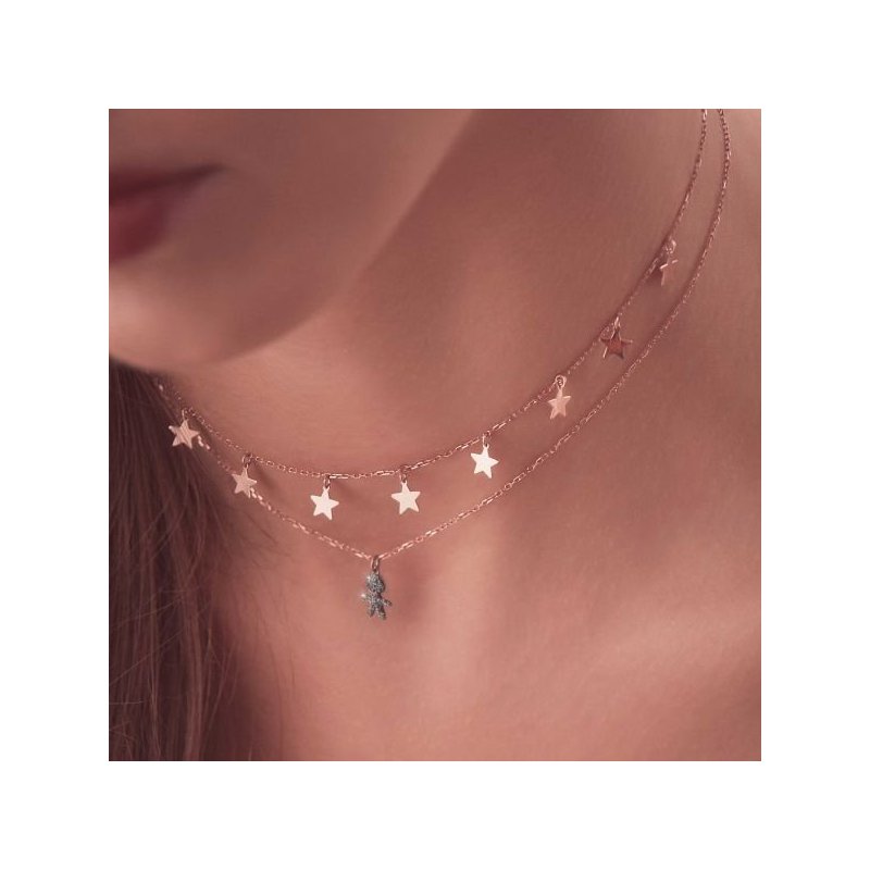 Maman Et Sophie - Girocollo Bimbo - Oro Rosa - Diamanti