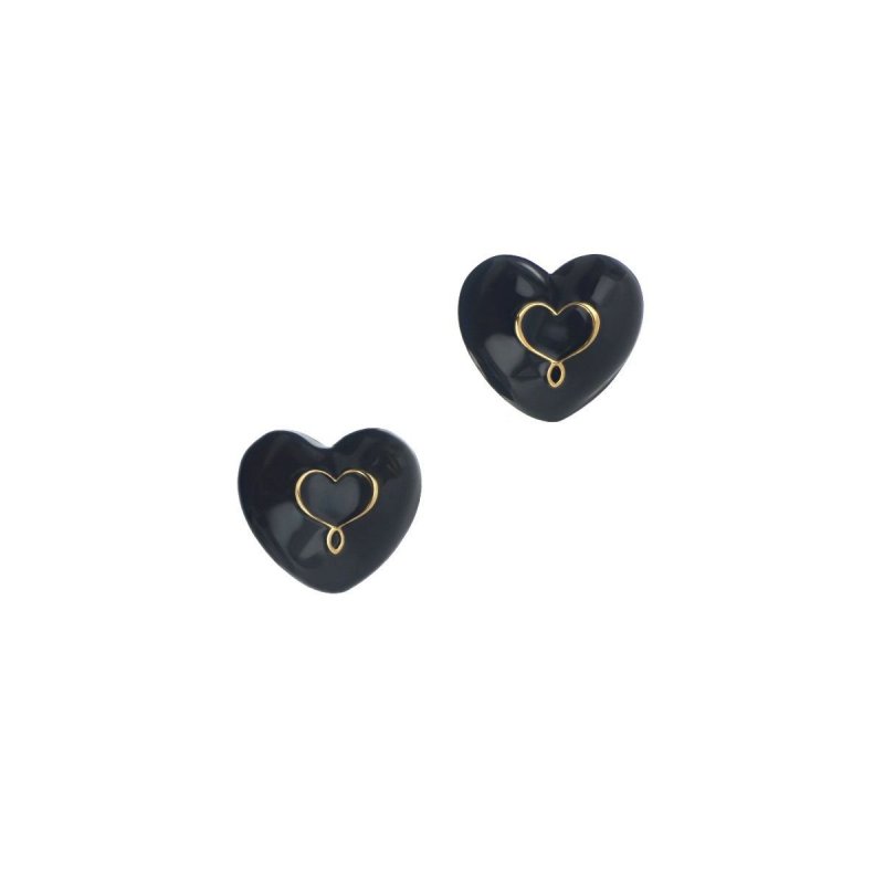 Maman Et Sophie - Orecchini Cuore - Argento 925 - Nero